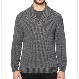 Frank AND OAK wool blend sweater shawl collar long sleeves fuzzy grey sz medium